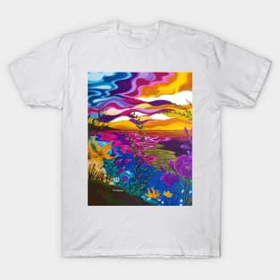 Floral Beach art, bright flowers, colorful beach, bright flowers, bright floral bedding, bright floral bath, bright floral apparel T-Shirt